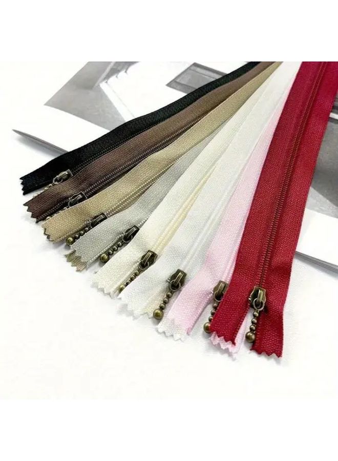 Pink 10pcs 15cm 5 9in Bead Embellished Copper Zipper Ties For DIY Crafts Sewing Supplies - Image 1